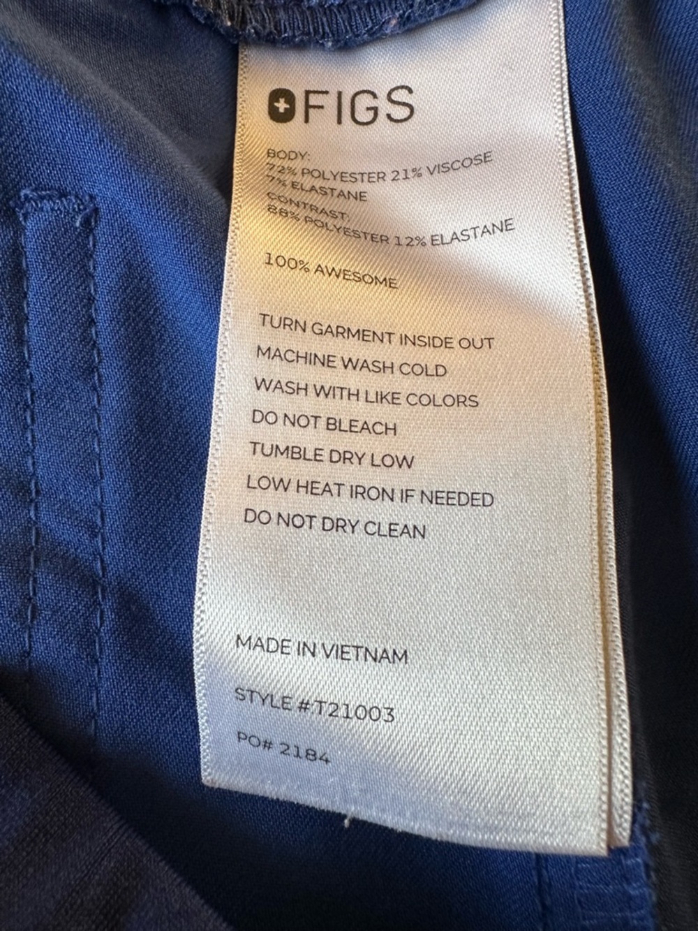 Figs Scrub Blue Pants Sz L Style# T21003 PO# 2184 - Picture 6 of 8